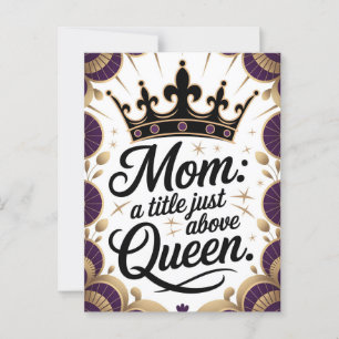 Moeder boven Queen Crown Moederdag Elegant Briefkaart