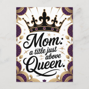 Moeder boven Queen Crown Moederdag Elegant Feestdagenkaart