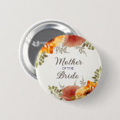 Moeder Bride Burnt Sinaasappel Floral Ronde Button 5,7 Cm (Voorkant /achterkant)