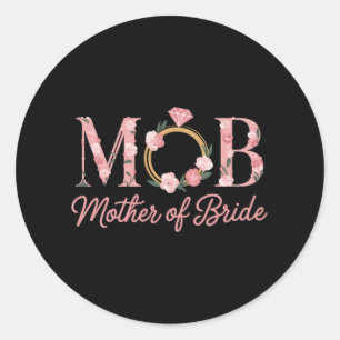 Moeder bruid bruiloft Mob Bloemen Roze Diamanten R Ronde Sticker