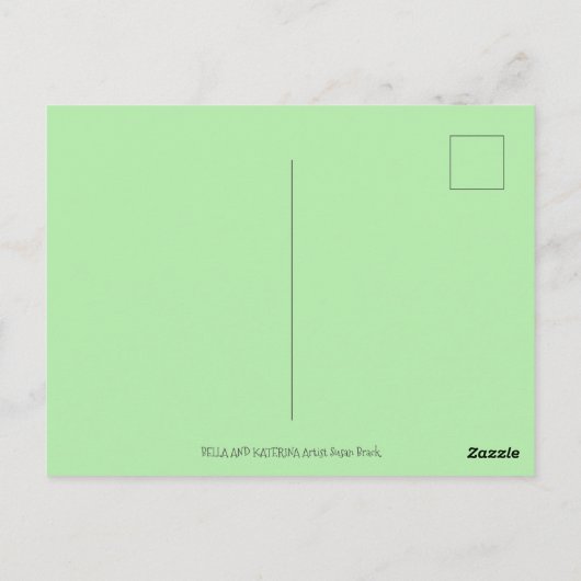 MOEDER CAT EN KITTEN, POTTE STROMEN, BOWS EN LACE BRIEFKAART (Achterkant)