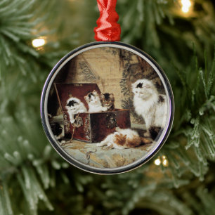 Moeder Cat en Kittens van Henriette Ronner-Knip Metalen Ornament