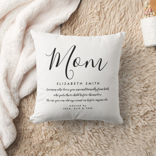 Moeder Citaat Elegante Zwarte en Witte Worp Kussen (Deken)