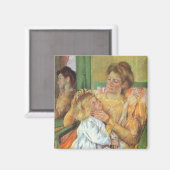 Moeder Combing Child's Hair | Mary Cassatt Magneet (Voorkant / Achterkant)
