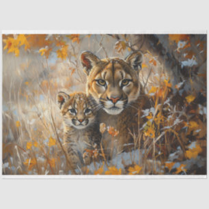 Moeder Cougar en haar kitten Decoupage Tissuepapier