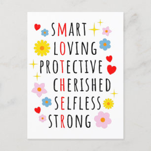 Moeder: Cute list of adjectives making a acronym Briefkaart