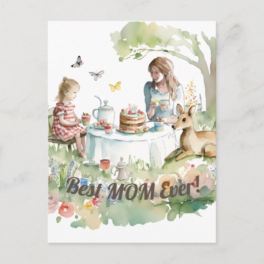 Moeder Daughter Tea Party Briefkaart (Voorkant)