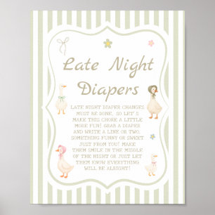 Moeder de Gans Baby Shower Laat in de Nacht Luiers Poster