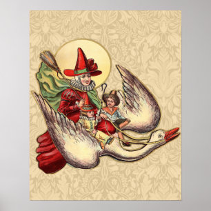 Moeder de Gans Kind Antieke Illustratie Poster