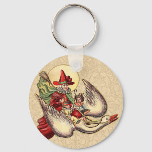 Moeder de Gans Kind Antieke Illustratie Sleutelhanger