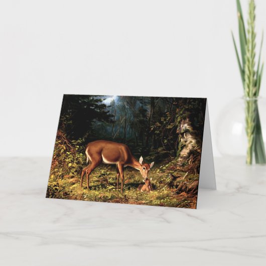 Moeder Deer en Baby Moederdag Holiday Feestdagen Kaart (Voorkant)