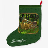 Moeder Deer en Fawn Forest Green Grote Kerstsok (Achterkant)