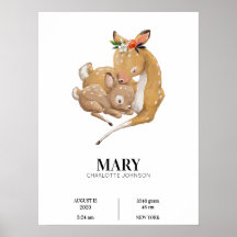 Moeder Deer Hugs Haar Baby Poster