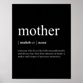 Moeder Definition Black Poster