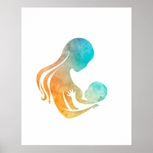 Moeder die borstvoeding geeft poster