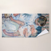 Moeder die haar slaperig kind, Cassatt, wil wassen Badhanddoek (Badhanddoek)