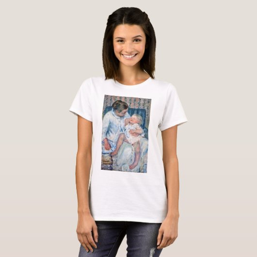 Moeder die haar slaperig kind, Cassatt, wil wassen T-shirt (Voorkant volledig)