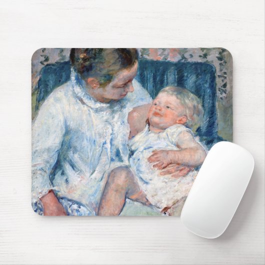 Moeder die haar slaperige kind gaat wassen, Cassat Muismat (Met muis)