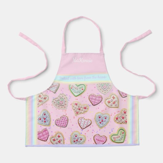 Moeder Dochter Aangepast hart Koekjes Pastel Apron Schort (Voorkant)