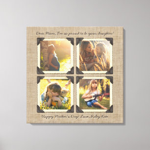 Moeder Dochter Aangepast Instagram Fotoraster Canvas Afdruk