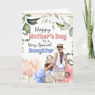 Moeder dochter illustratie anemoon bloemen kaart