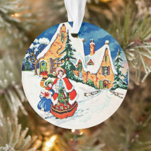 Moeder Dochter Kerstmis Victoriaanse Art deco Ornament