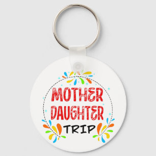 Moeder dochter reis, familie uitje kleurrijk sleutelhanger
