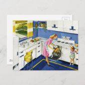 Moeder/dochter Retro Kitchen #2 Briefkaart (Voorkant / Achterkant)