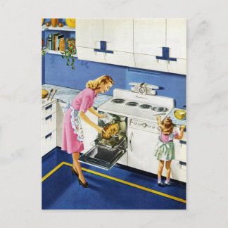 Moeder/dochter Retro Kitchen #2 Briefkaart