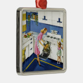 Moeder/dochter Retro Kitchen #2 Metalen Ornament (Rechts)