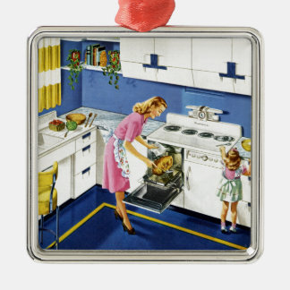 Moeder/dochter Retro Kitchen #2 Metalen Ornament