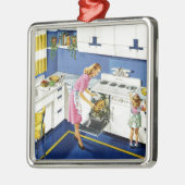Moeder/dochter Retro Kitchen #2 Metalen Ornament (Links)
