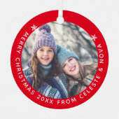 Moeder Dochter Rood Wit Persoonlijke Kerstmis Metalen Ornament (Voorkant)