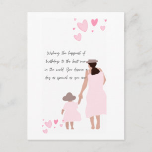 Moeder & Dochter Roze Hart Silhouet Briefkaart