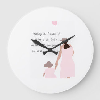 Moeder & Dochter Roze Hart Silhouet Grote Klok