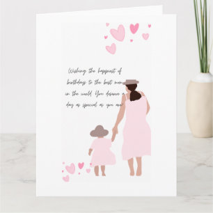 Moeder & Dochter Roze Hart Silhouet Kaart
