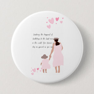 Moeder & Dochter Roze Hart Silhouet Ronde Button 7,6 Cm