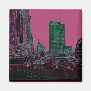 Moeder Dochter Shopping Michigan Ave Chicago 1961 Magneet