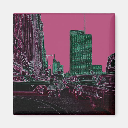 Moeder Dochter Shopping Michigan Ave Chicago 1961 Magneet (Voorkant)
