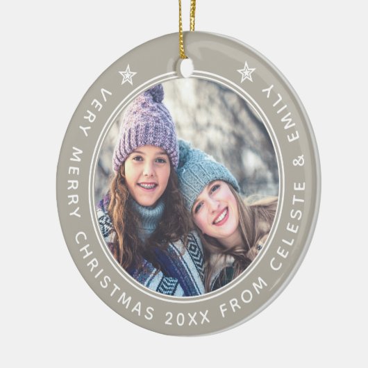 Moeder Dochter Taupe Merry Kerstry Keramisch Ornament (Links)