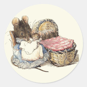 Moeder Dormouse Babysitter-Stickers Ronde Sticker