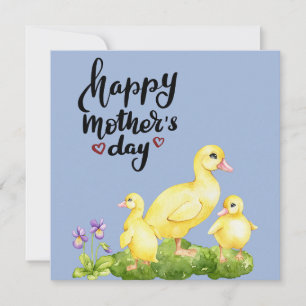 Moeder Duck en Ducklings Tekening Feestdagenkaart