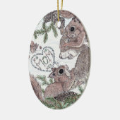 Moeder eekhoorn en kits keramisch ornament (Links)