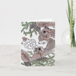 Moeder eekhoorn met baby's kaart