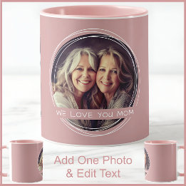Moeder één foto & tekst stoffig roze roze C91 twee Mok