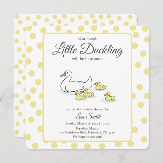 Moeder eend en eendjes baby shower uitnodiging (Voorkant / Achterkant)