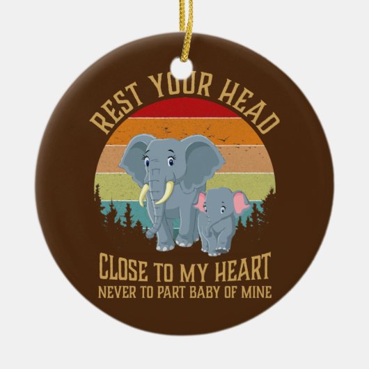 Moeder Elephant en Dumbo rest Keramisch Ornament (Voorkant)