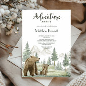 Moeder en baby beer waterverf bosuitnodiging kaart