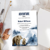 Moeder en baby beer waterverf bosuitnodiging kaart