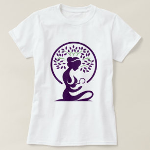 Moeder en Baby Boom Paarse Silhouette Geboorte, Gi T-shirt